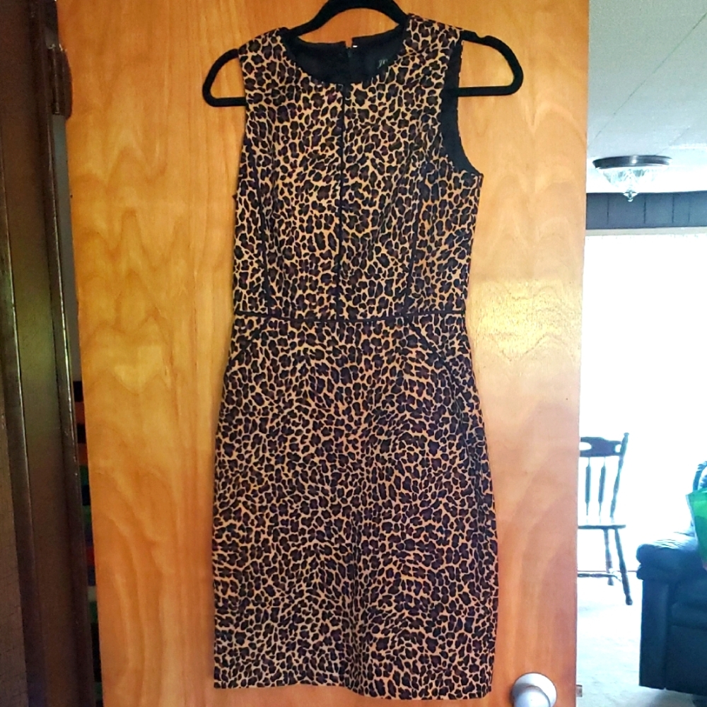 Jcrew Sheath dress in leopard bi-stretch cotton